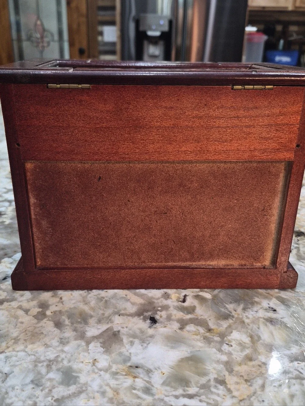 Vintage Wooden Jewelry Box With Floral Stained Glass & Drawers Cottagecore